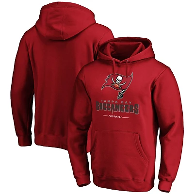 Men's Fanatics Red Tampa Bay Buccaneers Logo Team Lockup Fitted Pullover Hoodie