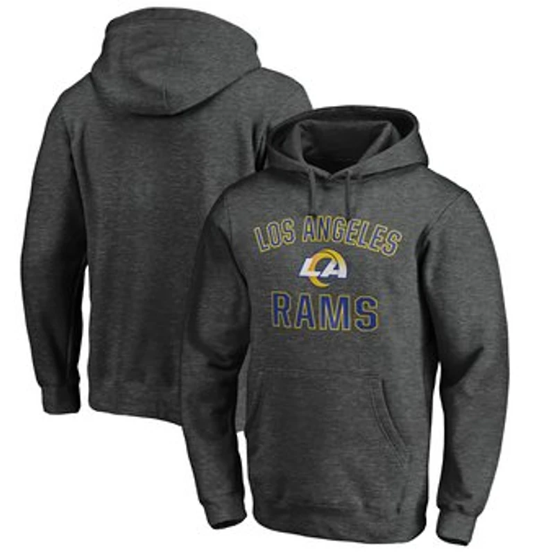 Men's Fanatics Heather Charcoal Los Angeles Rams Victory Arch Team Fitted Pullover Hoodie