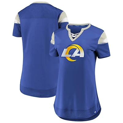Women's Fanatics Royal Los Angeles Rams Draft Me Lace-Up T-Shirt