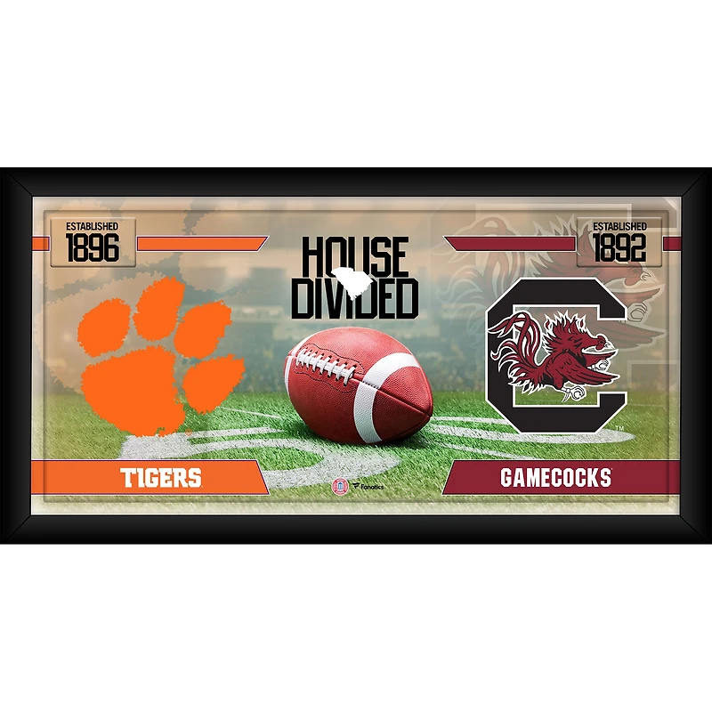 Clemson Tigers vs. South Carolina Gamecocks Framed 10" x 20" House Divided Football Collage