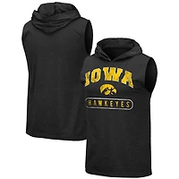 Men's Colosseum Heathered Black Iowa Hawkeyes Varsity Hoodie Tank Top