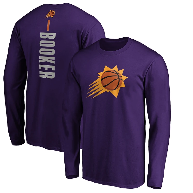 Men's Devin Booker Purple Phoenix Suns Playmaker Name & Number Long Sleeve T-Shirt