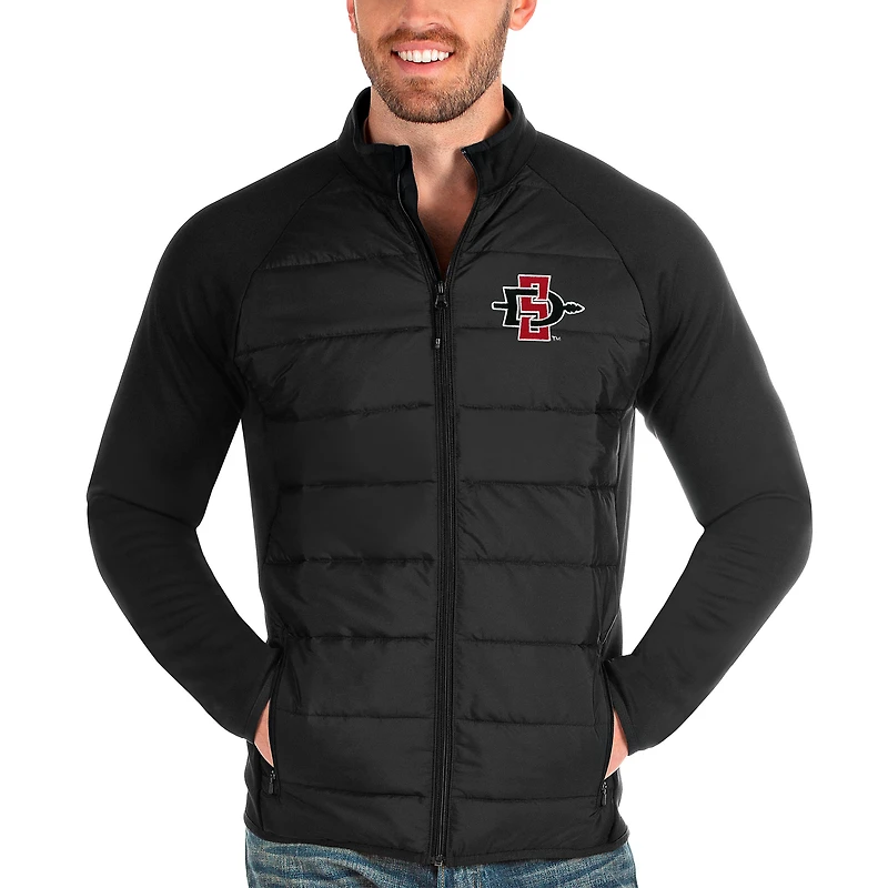 Men's Antigua Black San Diego State Aztecs Altitude Full-Zip Jacket