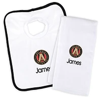 Infant White Atlanta United FC Personalized Bib and Burp Cloth Set