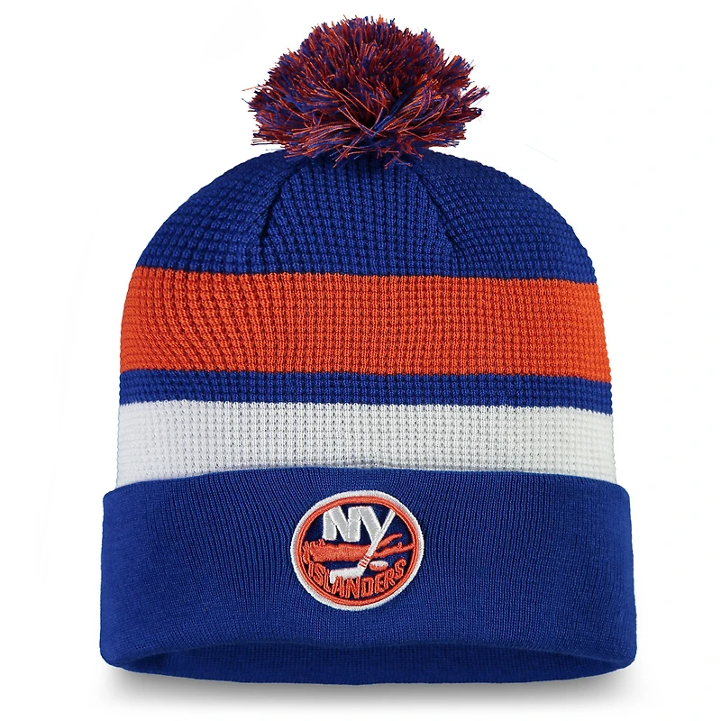 Men's Fanatics Royal/Orange New York Islanders 2020 NHL Draft Authentic Pro Cuffed Pom Knit Hat