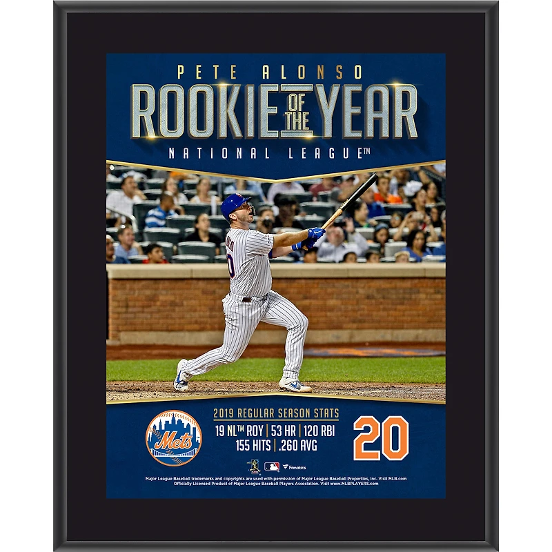 Pete Alonso New York Mets 10.5" x 13" 2019 NL Rookie of the Year Sublimated Plaque