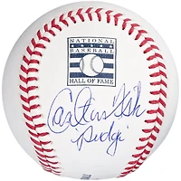 Carlton Fisk Boston Red Sox Autographed Hall of Fame Logo Baseball with "Pudge" Inscription