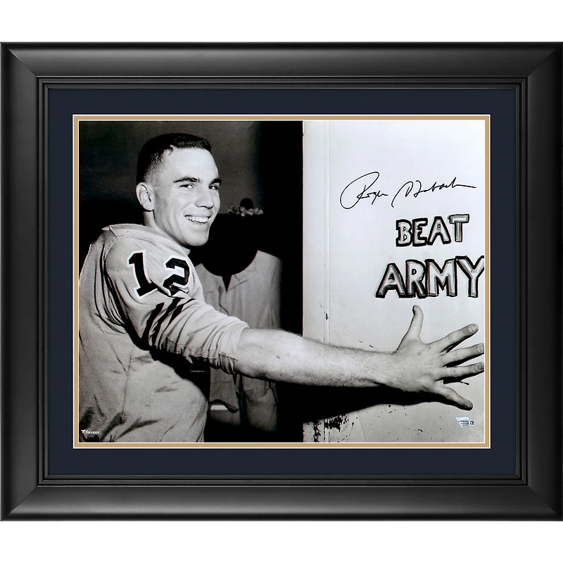 Roger Staubach Navy Midshipmen Framed Autographed 16" x 20" Beat Army Sign Photograph