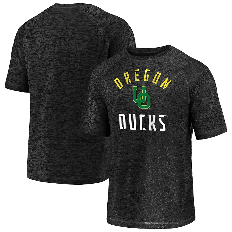 Men's Fanatics Black Oregon Ducks Nexus Arch Striated Raglan T-Shirt