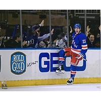 Adam Fox New York Rangers Autographed 16" x 20" Blue Jersey Goal Celebration Photograph
