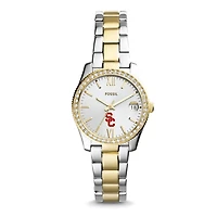 Women's Fossil USC Trojans Scarlette Mini Two Tone Stainless Steel Watch