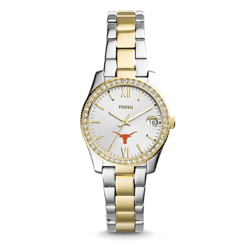 Women's Fossil Texas Longhorns Scarlette Mini Two Tone Stainless Steel Watch