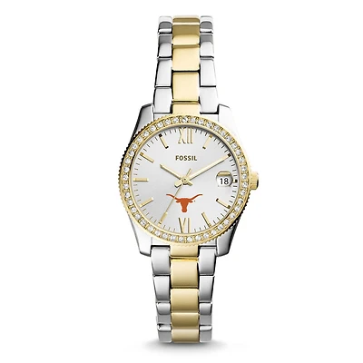 Women's Fossil Texas Longhorns Scarlette Mini Two Tone Stainless Steel Watch