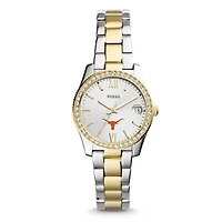 Women's Fossil Texas Longhorns Scarlette Mini Two Tone Stainless Steel Watch