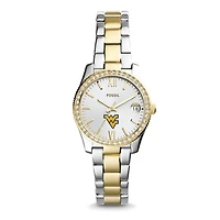 Women's Fossil West Virginia Mountaineers Scarlette Mini Two Tone Stainless Steel Watch