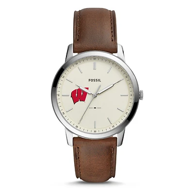 Men's Fossil Wisconsin Badgers The Minimalist Leather Watch