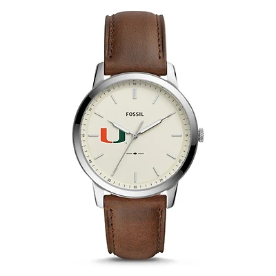 Men's Fossil Miami Hurricanes The Minimalist Leather Watch