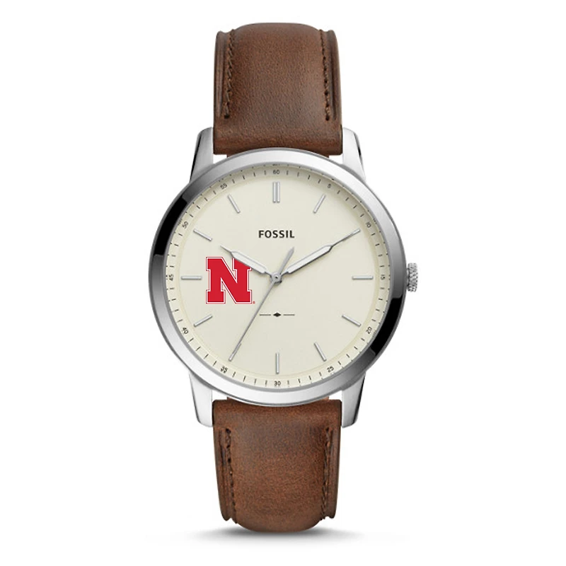 Men's Fossil Nebraska Huskers The Minimalist Leather Watch