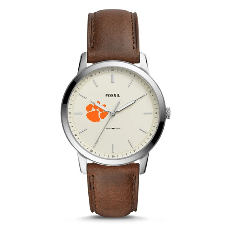 Men's Fossil Clemson Tigers The Minimalist Leather Watch