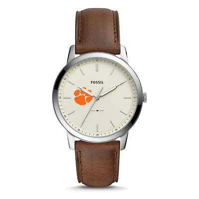 Men's Fossil Clemson Tigers The Minimalist Leather Watch