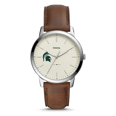 Men's Fossil Michigan State Spartans The Minimalist Leather Watch