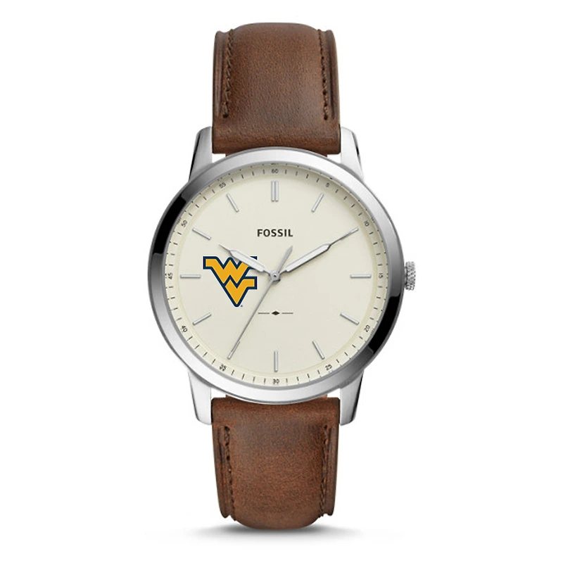 Men's Fossil West Virginia Mountaineers The Minimalist Leather Watch
