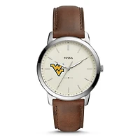Men's Fossil West Virginia Mountaineers The Minimalist Leather Watch