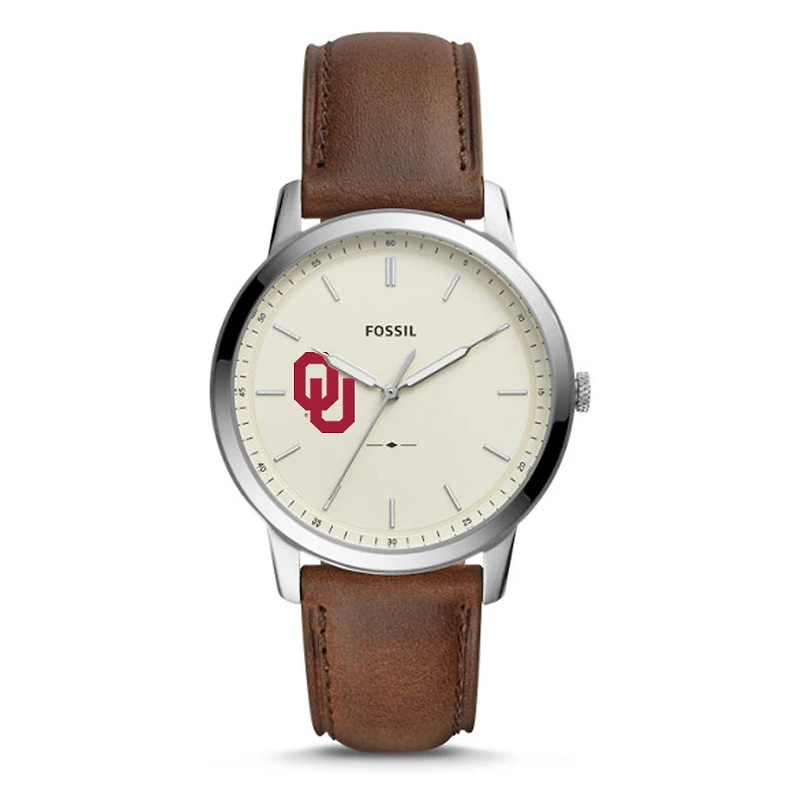 Men's Fossil Oklahoma Sooners The Minimalist Leather Watch