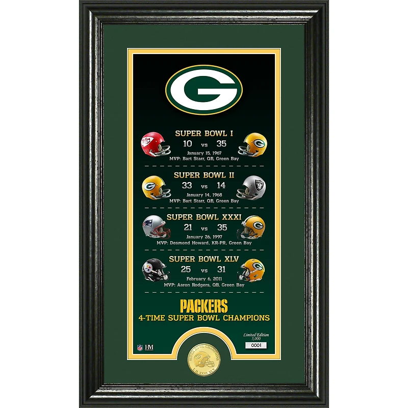 Highland Mint Green Bay Packers 12'' x 20'' Legacy Bronze Coin Photo Mint