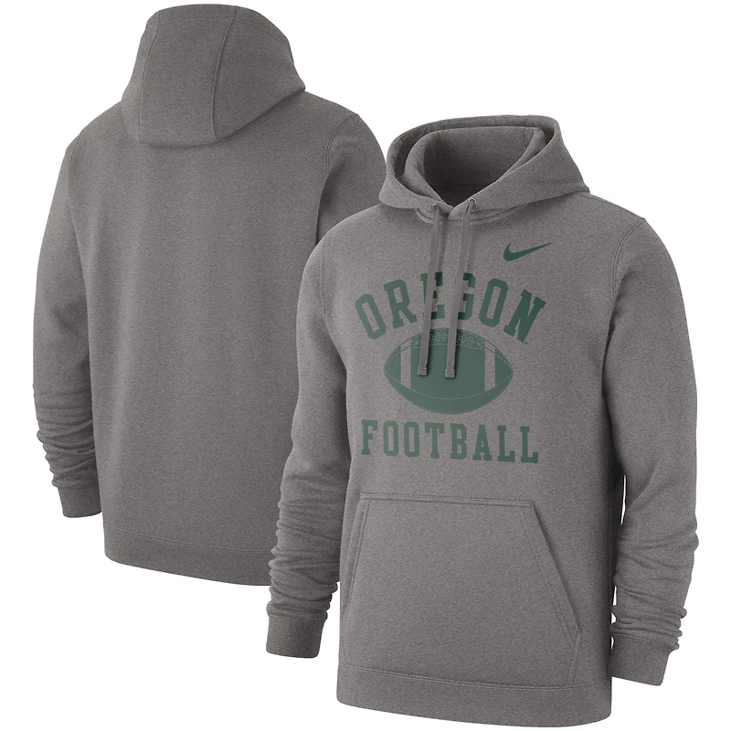 Men's Nike Heathered Gray Oregon Ducks Football Club Pullover Hoodie