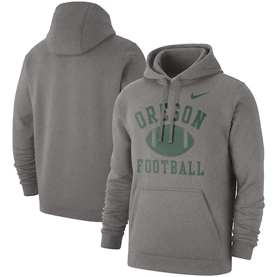 Men's Nike Heathered Gray Oregon Ducks Football Club Pullover Hoodie