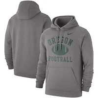 Men's Nike Heathered Gray Oregon Ducks Football Club Pullover Hoodie
