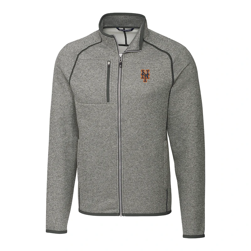 Men's Cutter & Buck Gray New York Mets Big & Tall Mainsail Full-Zip Jacket