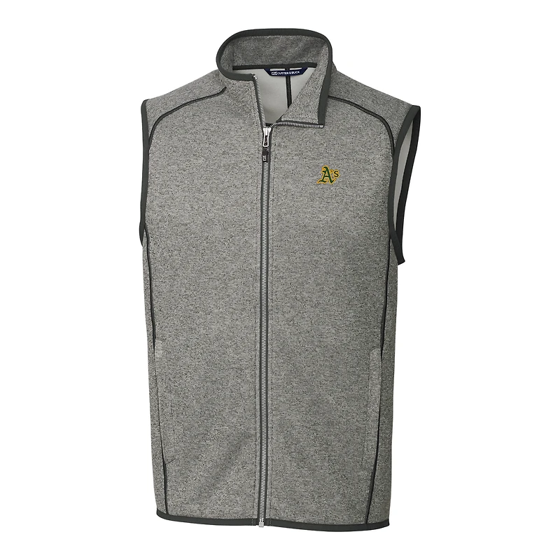 Men's Cutter & Buck Gray Athletics Big & Tall Mainsail Full-Zip Vest