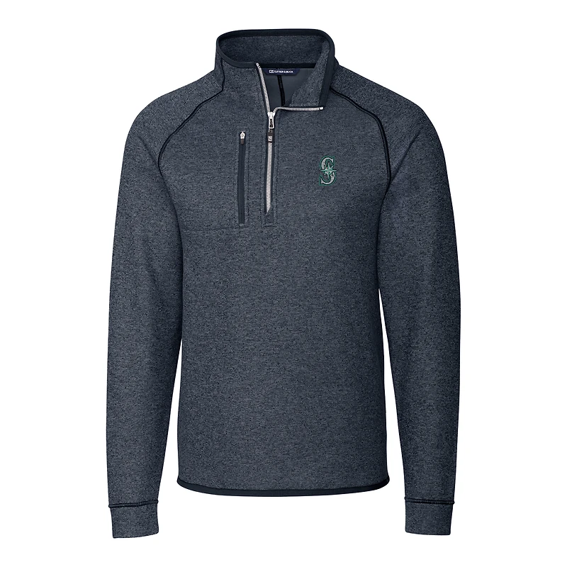 Men's Cutter & Buck Navy Seattle Mariners Mainsail Half-Zip Pullover Jacket
