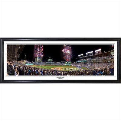 Chicago Cubs 39'' x 13.5'' Banner Night Standard Framed Panorama