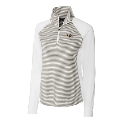 Women's Cutter & Buck White Baltimore Ravens Forge Tonal Stripe Half-Zip Pullover Jacket
