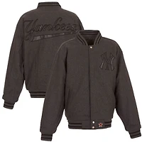 Men's JH Design Charcoal New York Yankees Team Logo Wool Full-Snap Jacket