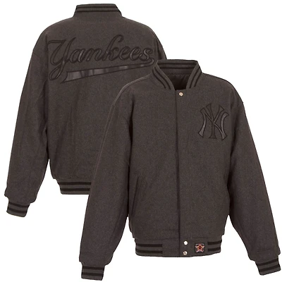 Men's JH Design Charcoal New York Yankees Team Logo Wool Full-Snap Jacket