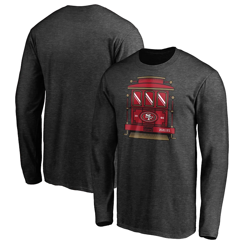 Men's Heather Gray San Francisco 49ers Hometown Trolley Car Long Sleeve T-Shirt