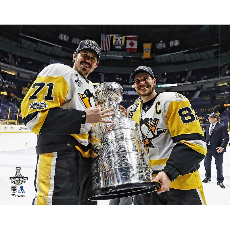Sidney Crosby & Evgeni Malkin Pittsburgh Penguins Unsigned 2017 Stanley Cup Champions Raising Cup Photograph