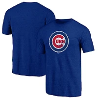 Men's Royal Chicago Cubs Weathered Official Logo Tri-Blend T-Shirt