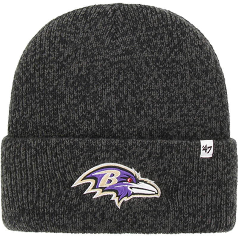 Men's '47 Black Baltimore Ravens Brain Freeze Cuffed Knit Hat