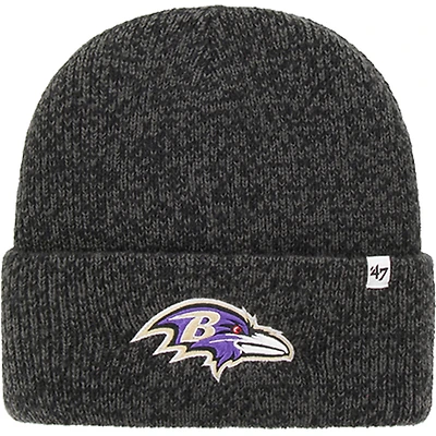 Men's '47  Black Baltimore Ravens Brain Freeze Cuffed Knit Hat