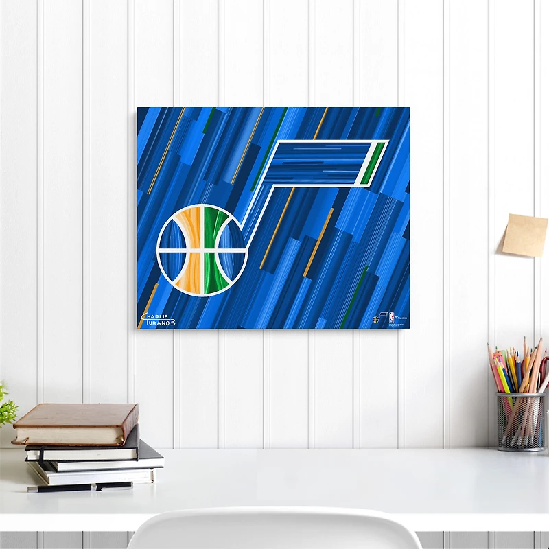 Utah Jazz Stretched 16" x 20" Embellished Canvas Giclee Print - Art by Charlie Turano III