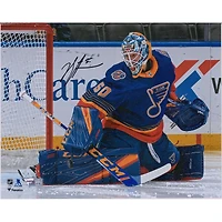 Jordan Binnington St. Louis Blues Autographed 8" x 10" Throwback Alternate Jersey Photograph