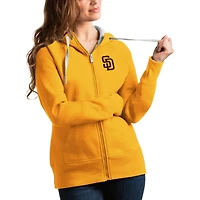 Women's Antigua Gold San Diego Padres Victory Full-Zip Hoodie