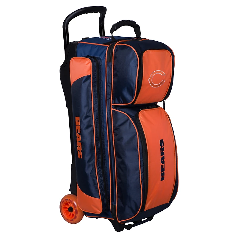 Navy Chicago Bears Triple Roller Bowling Bag