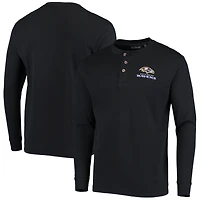 Men's Dunbrooke Black Baltimore Ravens Logo Maverick Thermal Henley Long Sleeve T-Shirt