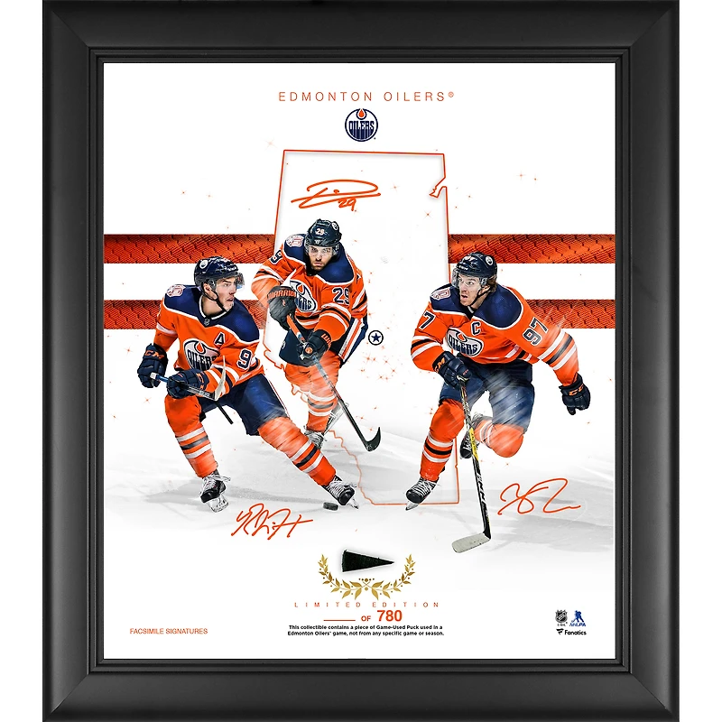 Edmonton Oilers Framed 15" x 17" Franchise Foundations Collage with a Piece of Game Used Puck - Limited Edition of 780